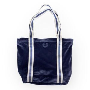 NWT Victoria's Secret Tote Bag Womens Size OS Navy Blue Ribbed Soft Velour Cozy